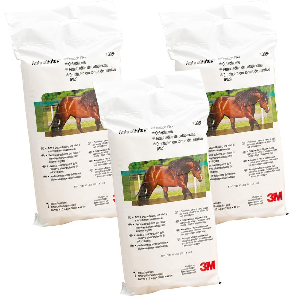 3M Animalintex emballage avant montrant le coussin prêt à l'emploi et facilité d'utilisation