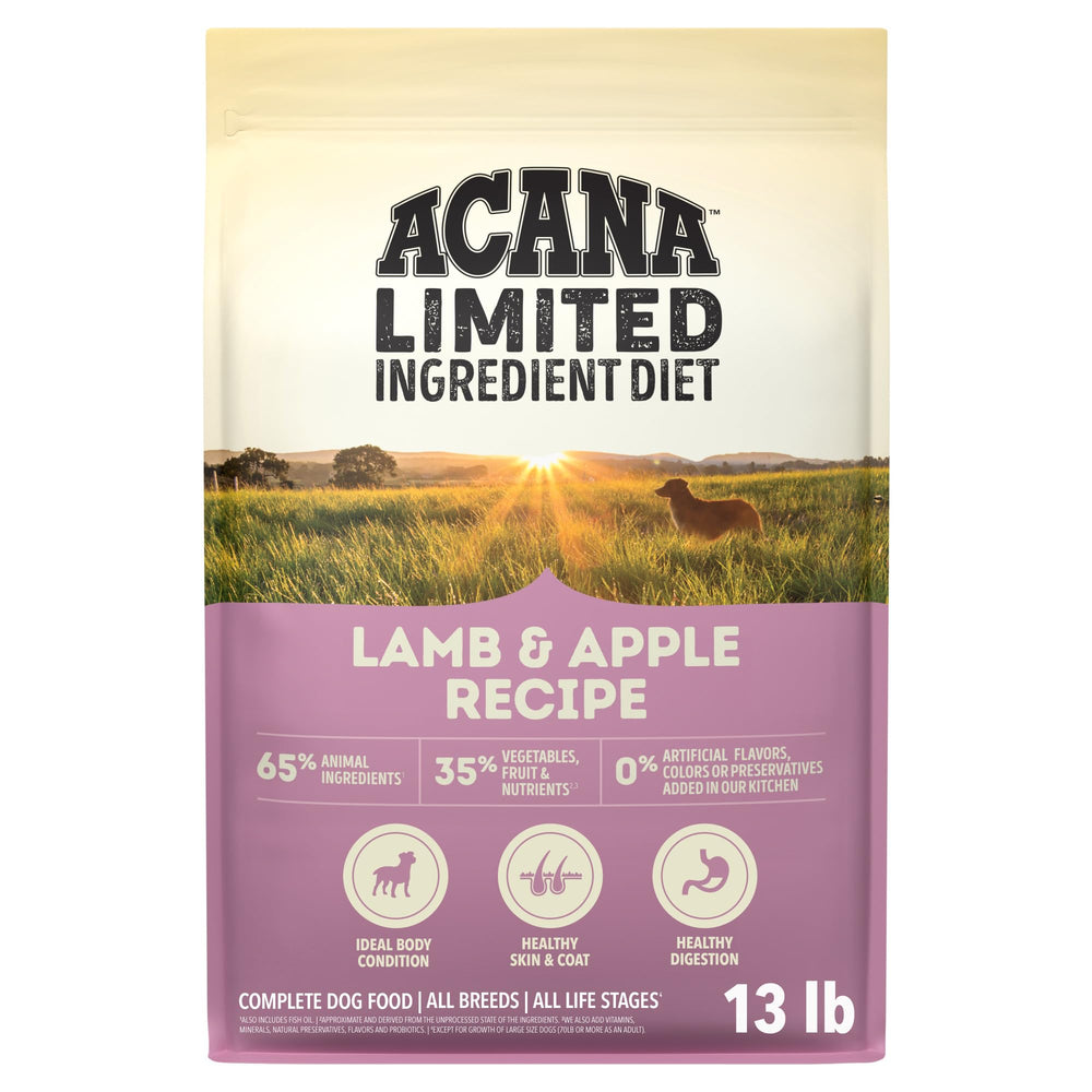 ACANA sac agneau et pomme montrant le packaging et l'étiquette, qualité garantie