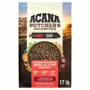 ACANA emballage 17 lb face avant montrant recette et bénéfices