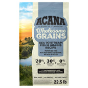 ACANA emballage 22,5 lb montrant la recette Sea to Stream et bénéfice nutritionnel
