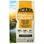 ACANA emballage 22,5 lb poulet et céréales montrant format familial et praticité