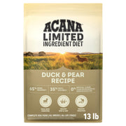 ACANA emballage avant Canard & Poire montrant qualité et formule limitée