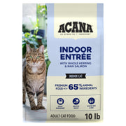 Emballage ACANA Indoor Entrée Fish 10 lb montrant la marque et bénéfice nutritionnel