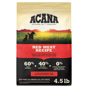 ACANA sac avant Red Meat 4,5 lb montrant formulation riche en viandes