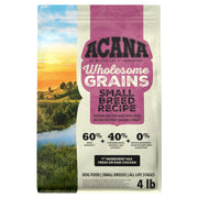 ACANA emballage face 4 lb montrant recette pour petits chiens et informations produit