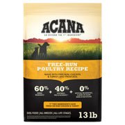 ACANA sac Free‑Run Poultry face avant montrant recette complète et bénéfices