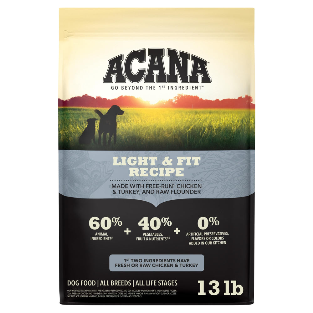 ACANA sac 13 lb face montrant le design et l'étiquette, assure clarté des ingrédients