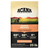 ACANA sac 25 lb face montrant l'étiquette et bénéfice nutritionnel