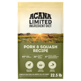 ACANA paquet face montrant recette Pork & Squash et bénéfice nutritionnel
