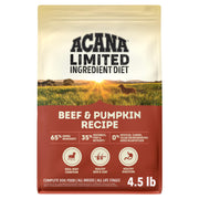 ACANA emballage face montrant recette Boeuf & Potiron et bénéfice nutritionnel