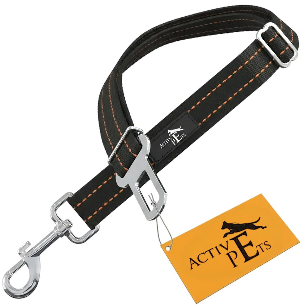 Active Pets ceinture orange vue de face montrant la longueur réglable et sécurité