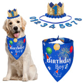 ADOGGYGO bandana devant bleu montrant message anniversaire et look festif