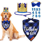 ADOGGYGO chapeau devant bleu à carreaux, look royal et festif pour photo