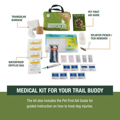 Adventure Medical Kits usage en randonnée appliqué sur patte pour soin immédiat