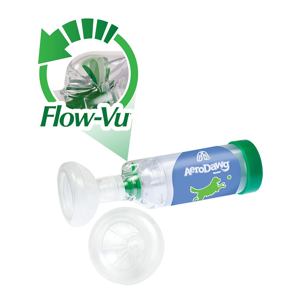 AeroDawg vue avant de la chambre inhalation montrant la connexion inhalateur et avantages pratiques