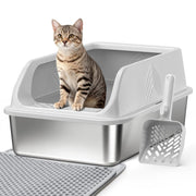 AKAOLA bac à litière XL vue frontale, grande capacité pour gros chats