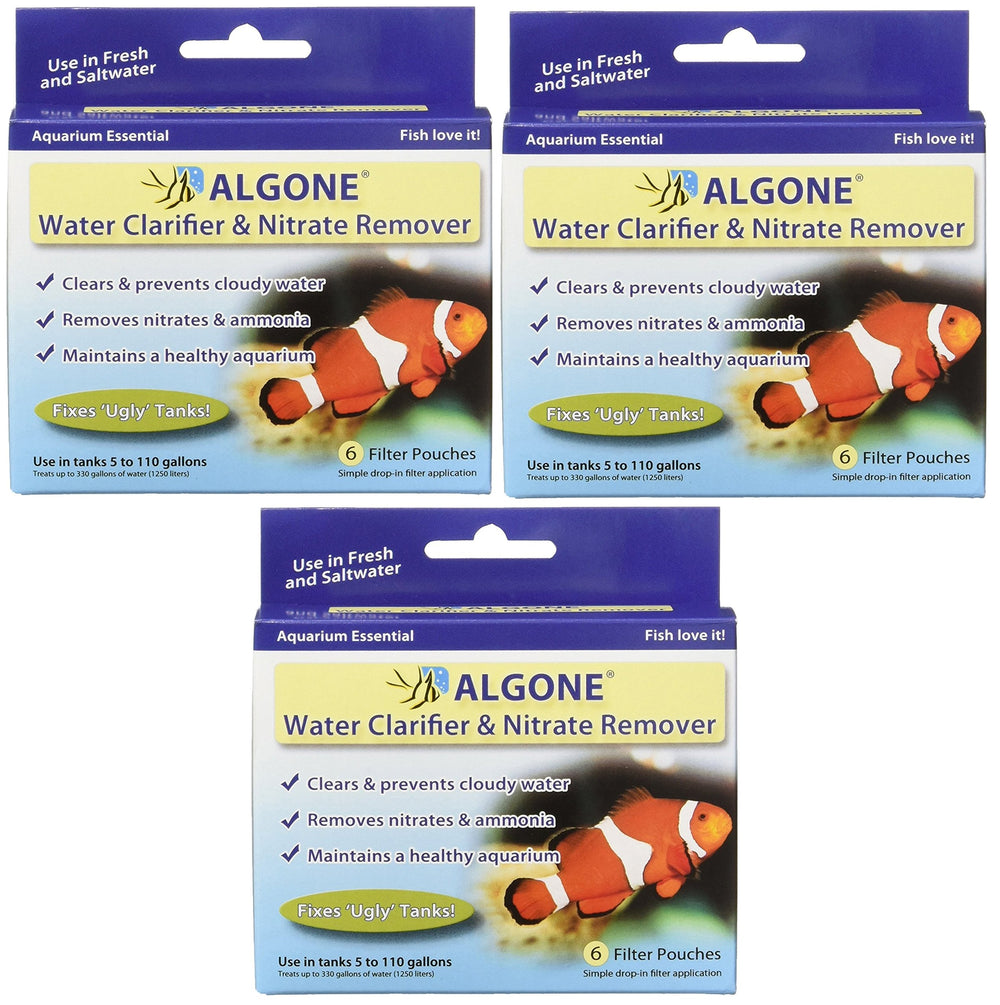 Algone emballage frontal montrant lot de 18 sachets et bénéfice eau claire