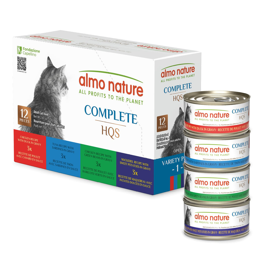 almo nature vue d'ensemble du pack varié montrant boîtes et bénéfice qualité