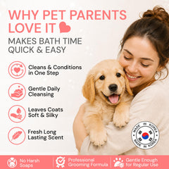 Alpha Dog Series chiot pendant le bain illustrant nettoyage sans larmes et confort