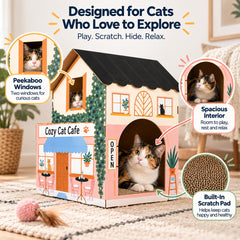 American Cat Club gros plan du griffoir en carton, protège les meubles