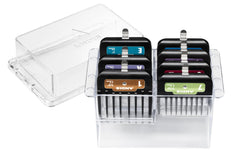 Andis pack de peignes clip montrant les sept couleurs et une fixation solide