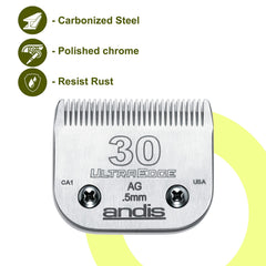 Andis UltraEdge profil de la lame illustrant longueur de coupe 1/50"