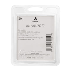 Andis UltraEdge emballage et comparaison d'échelle montrant compatibilité