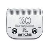 Andis UltraEdge vue avant de l'emballage montrant la taille 30 et finition