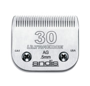 Andis UltraEdge vue avant de l'emballage montrant la taille 30 et finition