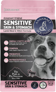 Annamaet sac face avant montrant recette Sensitive Skin & Stomach et bénéfice digestif