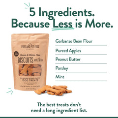 Apple Mint biscuits posés devant sachet ouvert montrant portions faciles pour entraînement