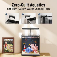 AQUASMITH mécanisme Lift-Turn-Click pour changement d'eau simple et propre