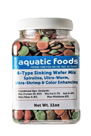 Aquatic Foods pot 11 oz montrant l'étiquette et le format pratique