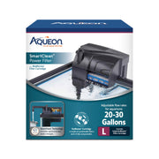Aqueon vue avant du filtre suspendu, installation compacte et propre