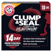 ARM & HAMMER emballage avant 18 lb montrant performance anti-odeurs