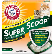 ARM & HAMMER sac avant du produit montrant l’emballage et la capacité 14 lb, facile à stocker
