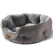 Asvin lit face avant gris montrant forme ronde et confort pour petit chien