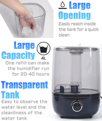 AUAAQ réservoir transparent de 4 L visible pour contrôler le niveau d'eau rapidement
