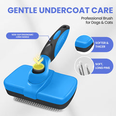 AUSRKI brosse en action sur chien à poil long pour réduire la mue