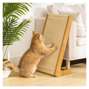 Avont grattoir d'angle face avant montrant design en L et finition bois, protection des meubles