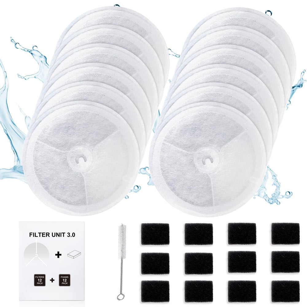 AWoHH vue frontale de l'emballage montrant lot de 12 filtres et mousse