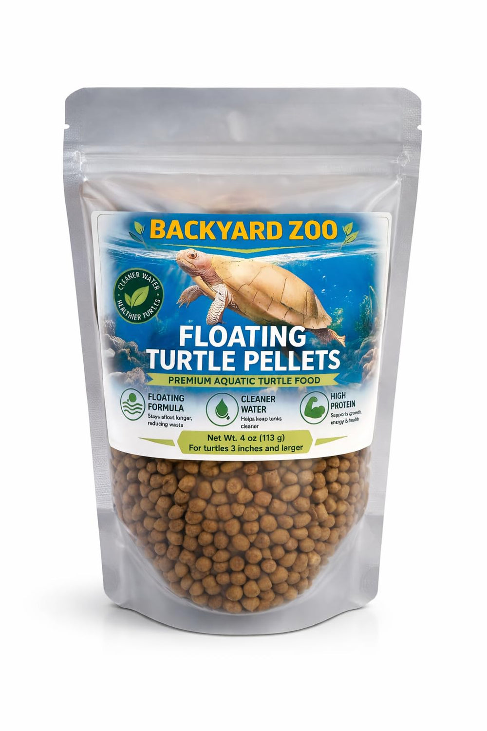 Backyard Zoo emballage devant montrant produit et information nutritionnelle