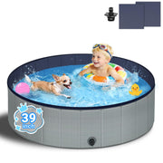Bamda vue de face de la piscine grise montrant la taille et la forme — robustesse pratique