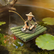 BaoZqua radeau face avant montrant un pêcheur miniature pour décor animé