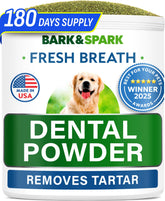 BARK&SPARK paquet de poudre dentaire pour chiens, présentation claire et pratique