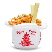 BarkBox vue avant du jouet Chow Chow Mein montrant design amusant