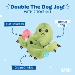 BarkBox Consuela gros plan sur texture crinkle offrant stimulation sonore