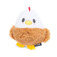 BarkBox emballage du jouet poulet montrant l'ensemble 3-en-1, attire l'attention