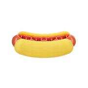 BarkBox hot-dog avant montrant la forme résistante et rebondissante pour le jeu