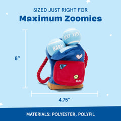 BarkBox Janspup Backpack gros plan sur matière crinkle stimulant l’intérêt